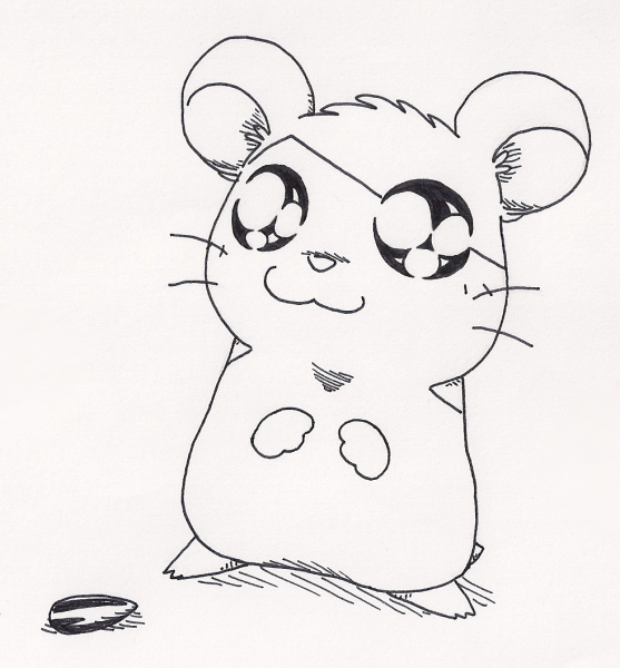 Раскраска милый хомячок с печенькой