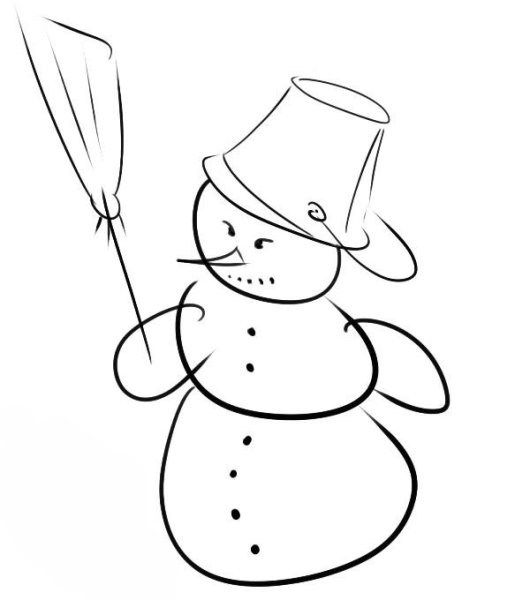 Снеговик рисунок карандашом