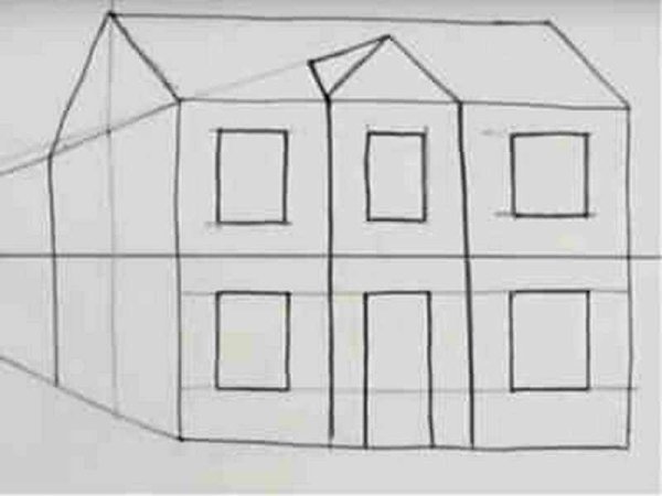 Объемный дом рисунок