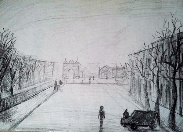 Воздушная перспектива городской пейзаж