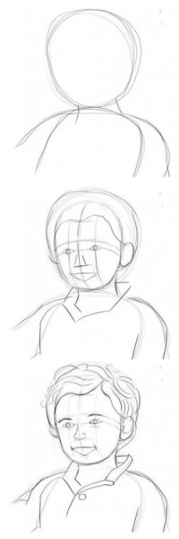 Лицо ребенка карандашом