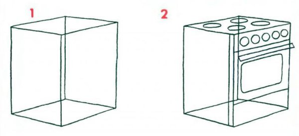 Поэтапное рисование холодильника