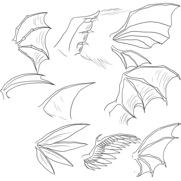 Крылья демона карандашом