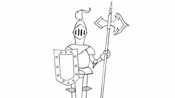 Раскраска замок с рыцарями