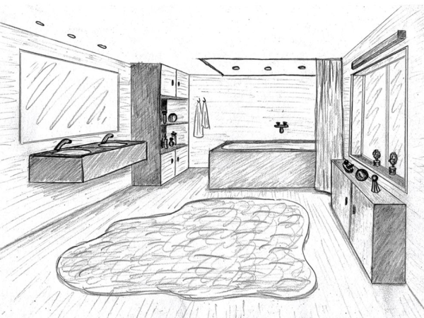 Нарисовать интерьер комнаты в стиле Хай тек