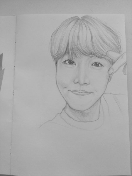 Нарисованный Хосок из БТС карандашом