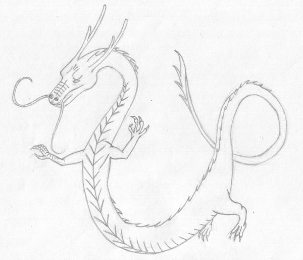 Китайский дракон карандашом для срисовки