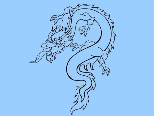 Рисунок китайского дракона для срисовки
