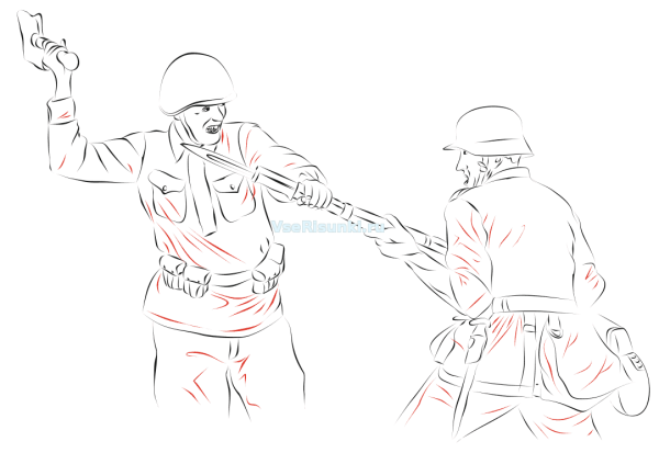 Рисование солдат в движении