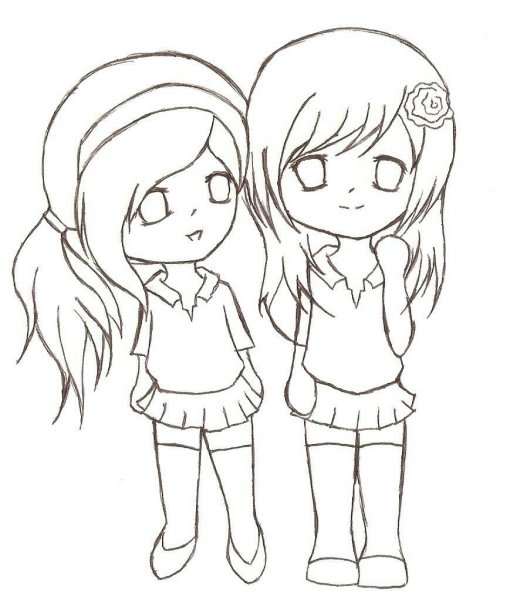 Подруги для срисовки карандашом