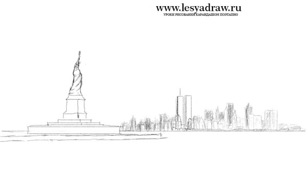 Нью-Йорк контурный рисунок