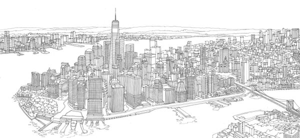 Нью Йорк небоскребы силуэт