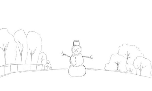Зима рисунок карандашом легкий