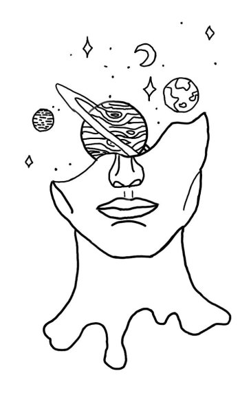 Рисунки для срисовки лёгкие космос