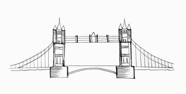 Тауэрский мост рисунок поэтапно