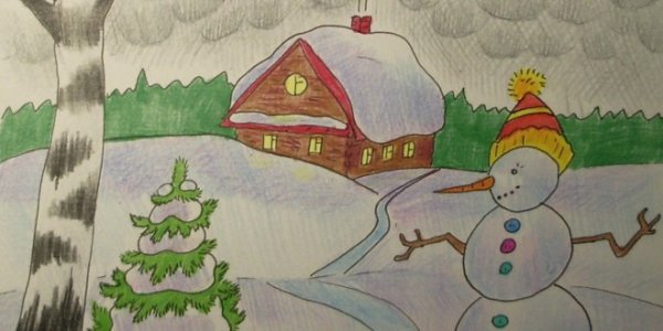 Домик в снегу раскраска для детей