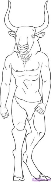 Минотавр рисунок карандашом поэтапно