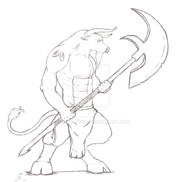 Минотавр эскиз тату