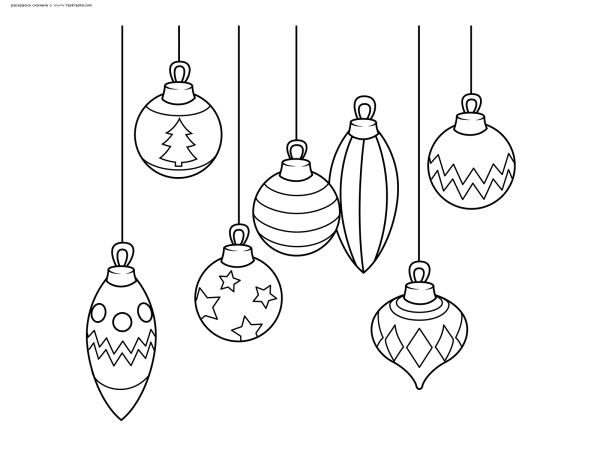 Елочные игрушки раскраска