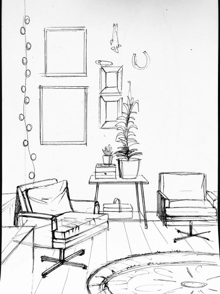 Рисование комнаты в перспективе