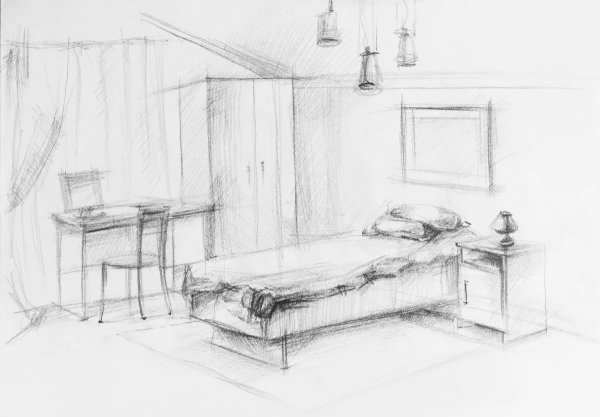 Скетч интерьера в стиле Минимализм