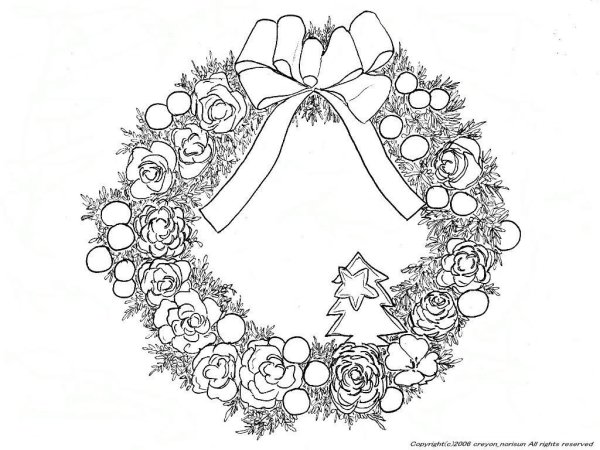 Раскраска новый год венок