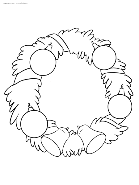 Новогодний венок раскраска