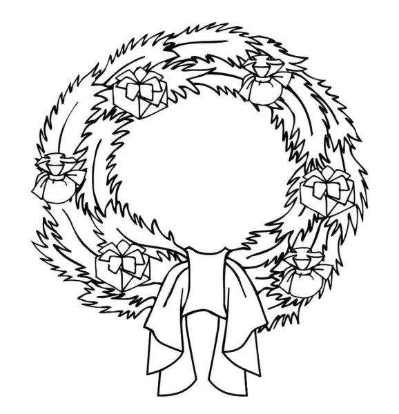 Рождественский венок раскраска