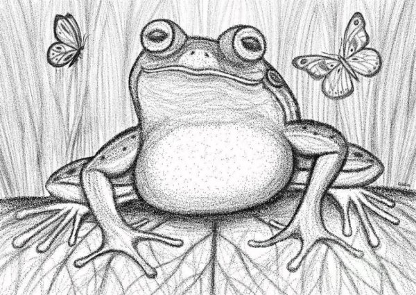 Лягушка рисунок карандашом