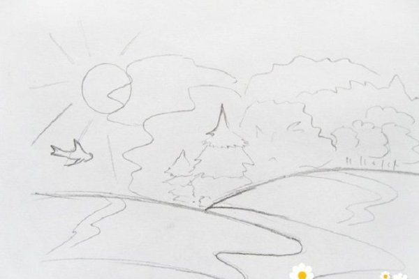 Зимний пейзаж раскраска