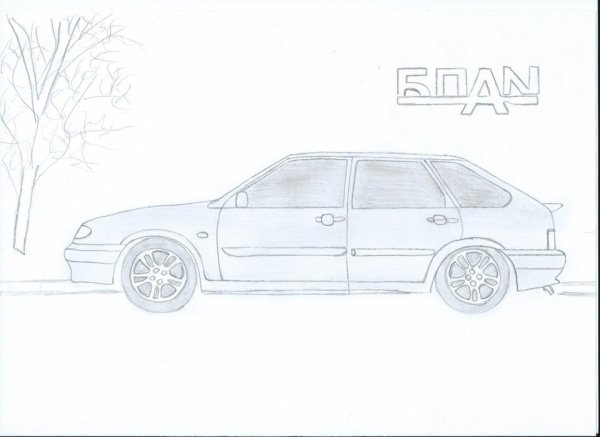 ВАЗ 2114 нарисовать сбоку
