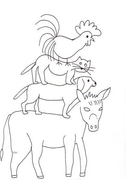 Рисунок по сказке Бременские музыканты