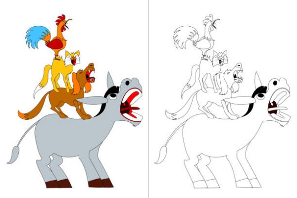 Бременские музыканты рисунок поэтапно