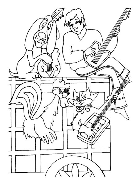Бременские музыканты Трубадур раскраска