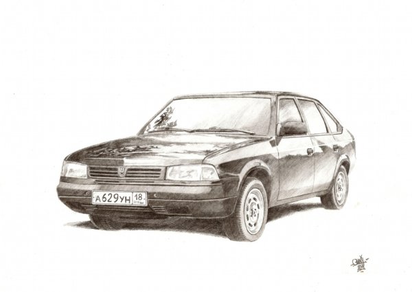 Нарисовать Москвич 2141 Цоя сбоку