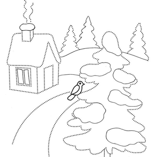 Зима раскраска для детей