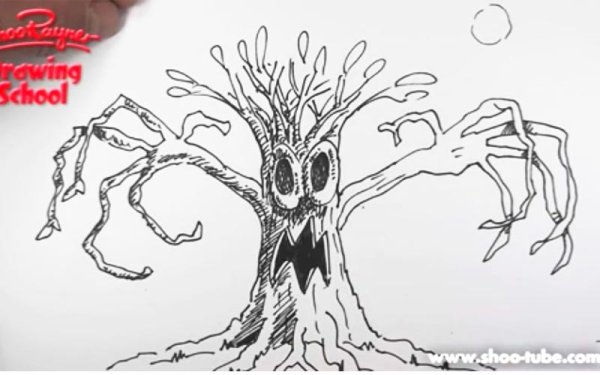 Сказочное дерево рисунок карандашом