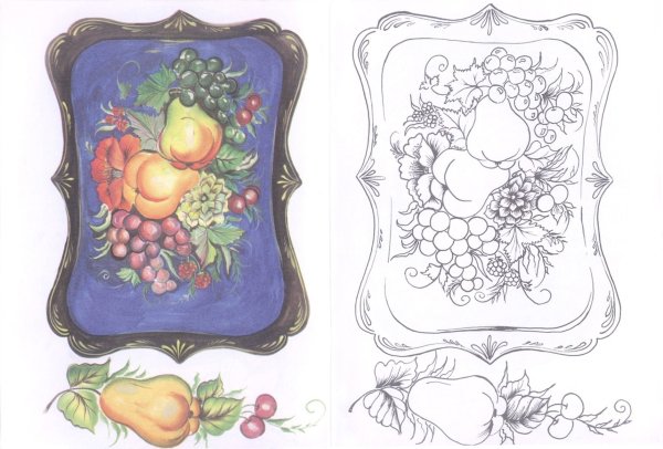 Трафарет цветов Жостовской росписи