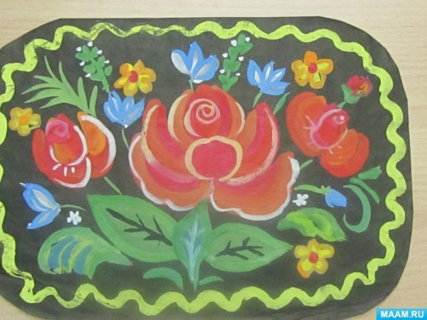 Гжельская роза раскраска