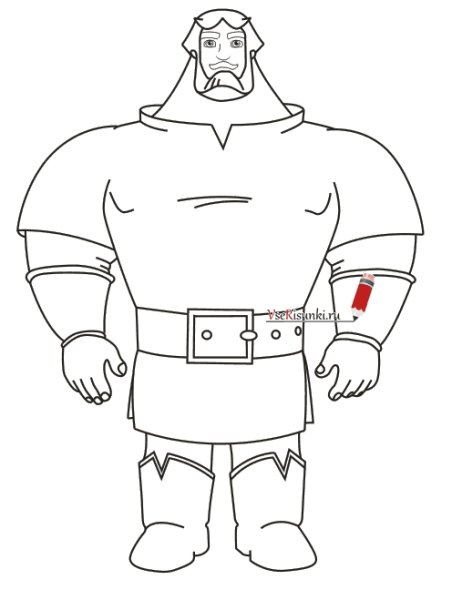 Илья Муромец рисунок карандашом