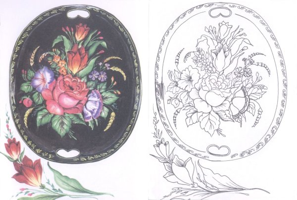 Жостовский поднос контур