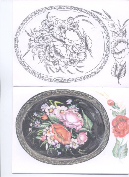 Жостовский поднос раскраска