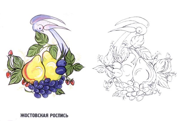 Тарелка с узорами хохломы раскраска