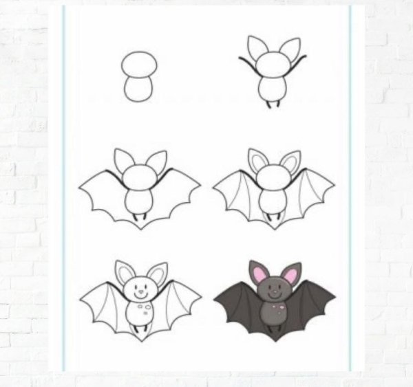 Как нарисовать летучую мышь легко