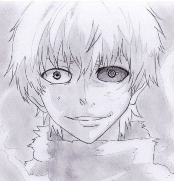 Нарисовать аниме Токийский гуль Канеки