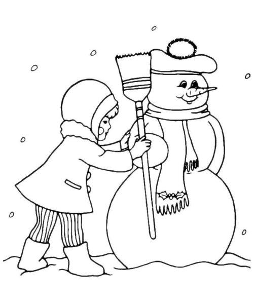 Зимние забавы раскраски для детей