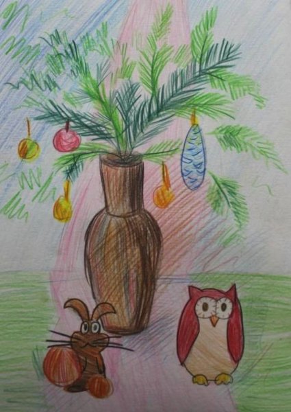 Новогодний натюрморт рисование для детей