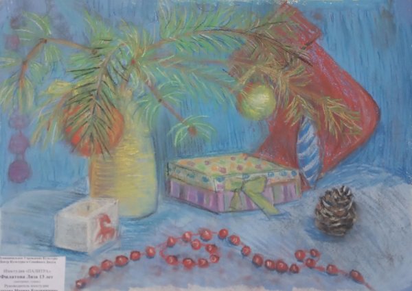 Графический новогодний натюрморт