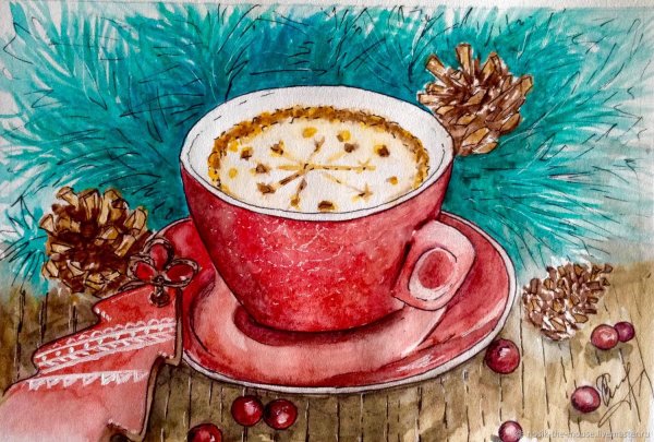 Новогодний натюрморт легкий карандашом