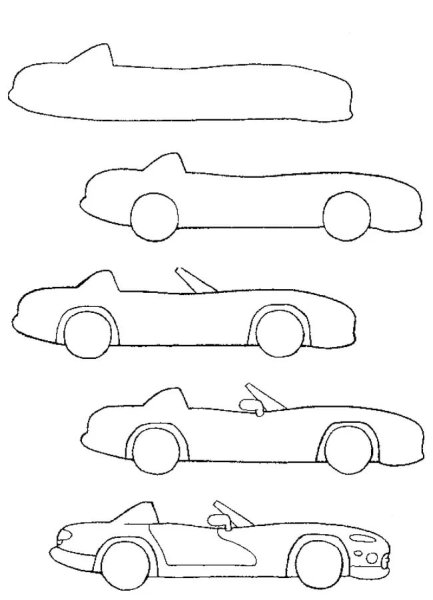 Поэтапное рисование машины
